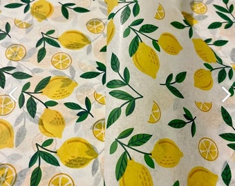 Lemon Zest Delight: Vibrant Lemon Pattern Tissue Paper for Lemon-Themed Baby Showers and Party Decor, Lemon Decoupage Paper for Furniture