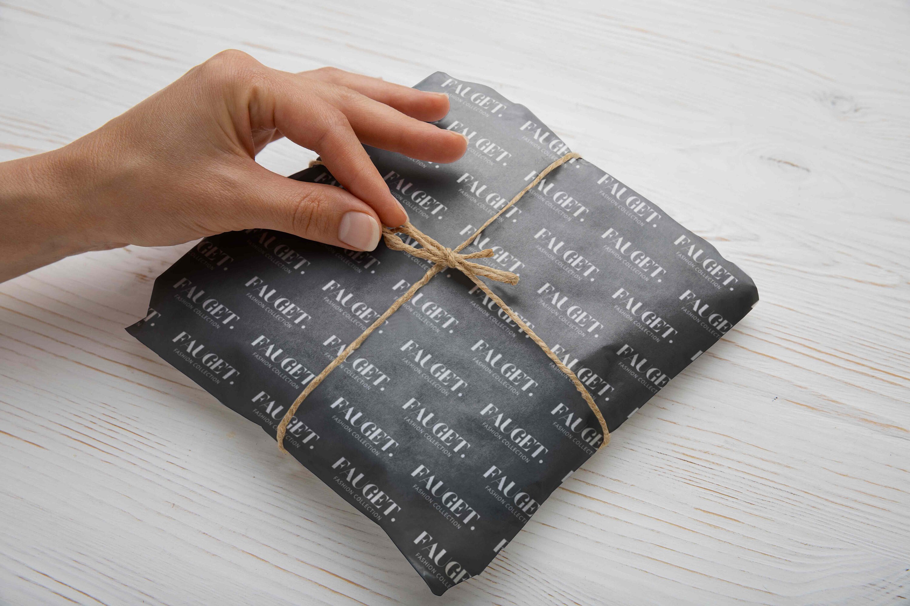 Custom black background printed tissue paper with gold logo for soap  wrapping