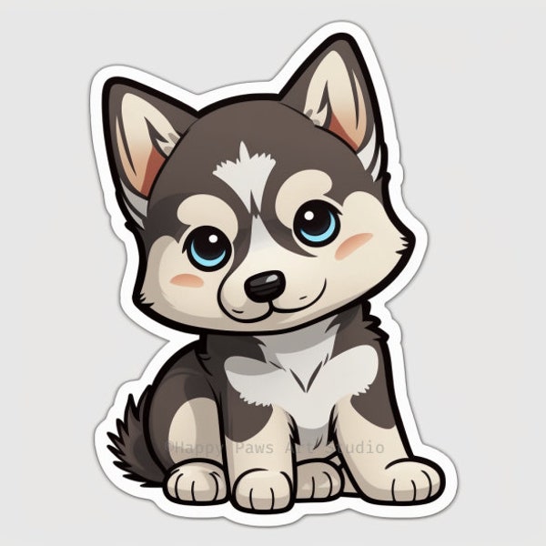 Cute Husky Puppy Digital Sticker Art - 122