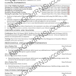 New Graduate RN Registered Nurse Resume Template, Modern Clean Resume, New Grad Program, Clinical Experience, Med-Surg, Peds, ICU, Tele