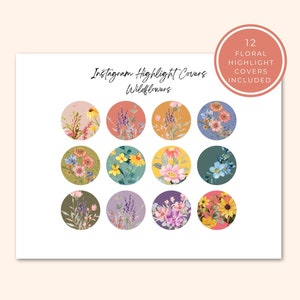 Instagram Story Highlight Cover Summer, Instagram Highlight Cover Icon Wildflowers, Floral Instagram Template