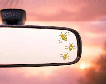 Sticker abeille doré pour rétroviseur : Sticker vinyle imperméable pour voiture/ordinateur portable