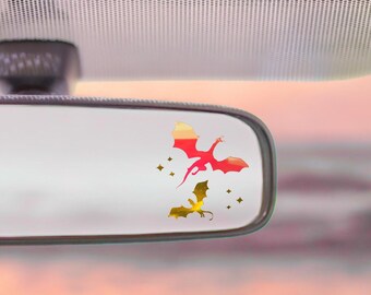 Sticker dragons roses et dorés : Sticker lecteur holographique fantastique
