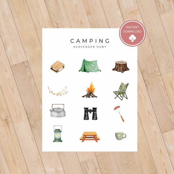 Camping Games for Kids Camping Scavenger Hunt Printable Campfire Games Camping Party Supplies Summer Camp Ideas Camp Party Theme