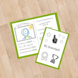 Carte de grand-père, Carte de fête des pères, Tout sur le grand-père, Grand-père à compléter, Carte d'anniversaire de grand-père, Fête des grands-parents