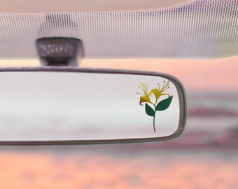 Sticker fleurs chèvrefeuille : Sticker floral doré et vert pour voiture
