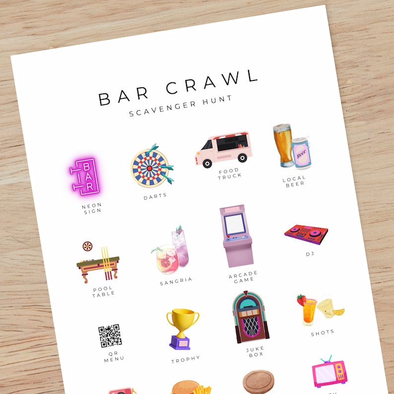 Bar Crawl Scavenger Hunt: Bachelorette Party Drinking Game (PDF) - Etsy