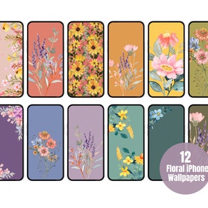 Sfondo floreale Sfondo iPhone Download digitale Sfondo Boho per telefono Sfondo iOS e schermata iniziale Download digitale Pacchetto sfondi iPhone