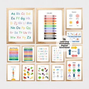 Paquete de decoración del aula / 16 carteles educativos del aula / decoración del aula primaria / carteles de aprendizaje para niños / decoración de la sala de juegos