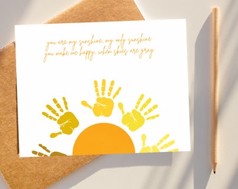 You Are My Sunshine Hand Print Art Craft Mother's Day Craft From Kids Mother's Day Gift for Grandma Footprint Activity