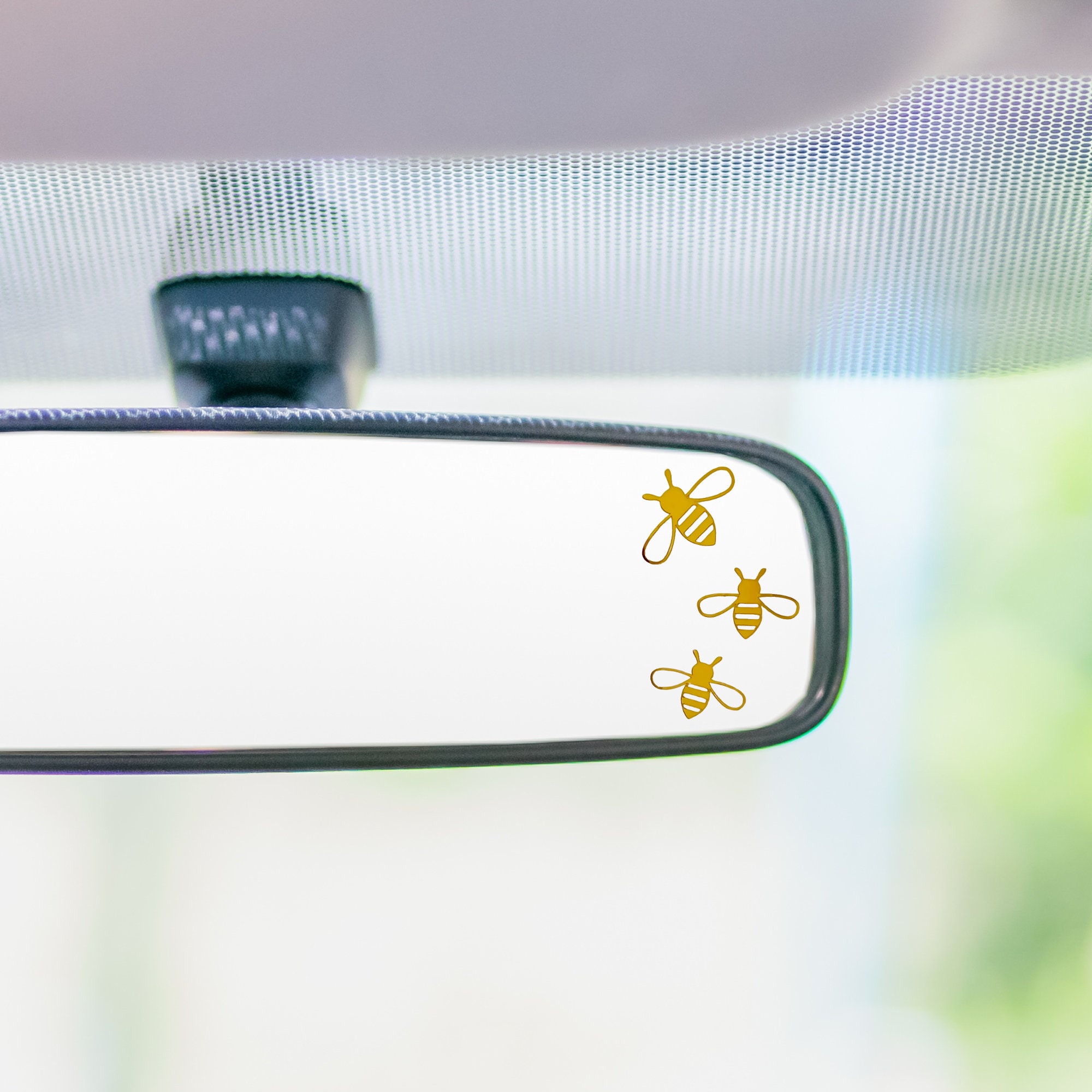 Gold Bee Rearview Mirror Decal: Waterproof Vinyl Car/Laptop Sticker