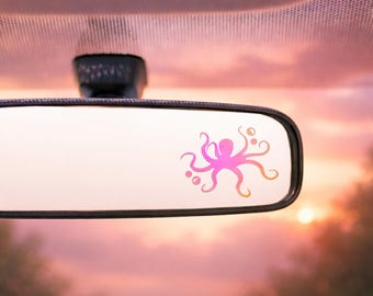 Sticker holographique pieuvre voiture : vinyle autocollant rose à orange