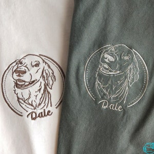 Custom  Dog Dad T-Shirt Pet Drawing Outline Shirt Personalized Pet Name Embroidered Tee Cat Lover Gift Dog Father Gift Cat Dad Birthday Tee