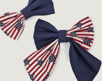 Dog Bow Tie Cat Sailor Bow Dog 4th of July Bows American Flag Bowtie Cute Dog Patriotic Pup Outfit Stars Stripes Bows for Dogs Red and Blue