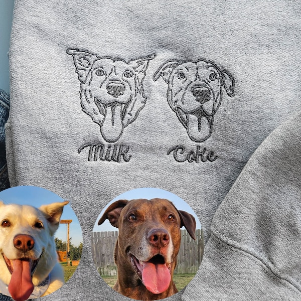 Embroidered Sweatshirt Custom Dog Mom Christmas Gift Dog Lover Crewneck Cat Lover Personalized Dog Dad Gift Pet Portrait Gift Sweatshirt