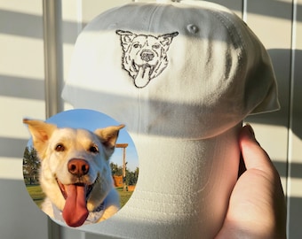 Baseball Hat with Dog Embroidery Personalized Pet Outline Embroidered on Cap Gift for Dog Lover Husband Birthday Wife Gift for Cat Lover