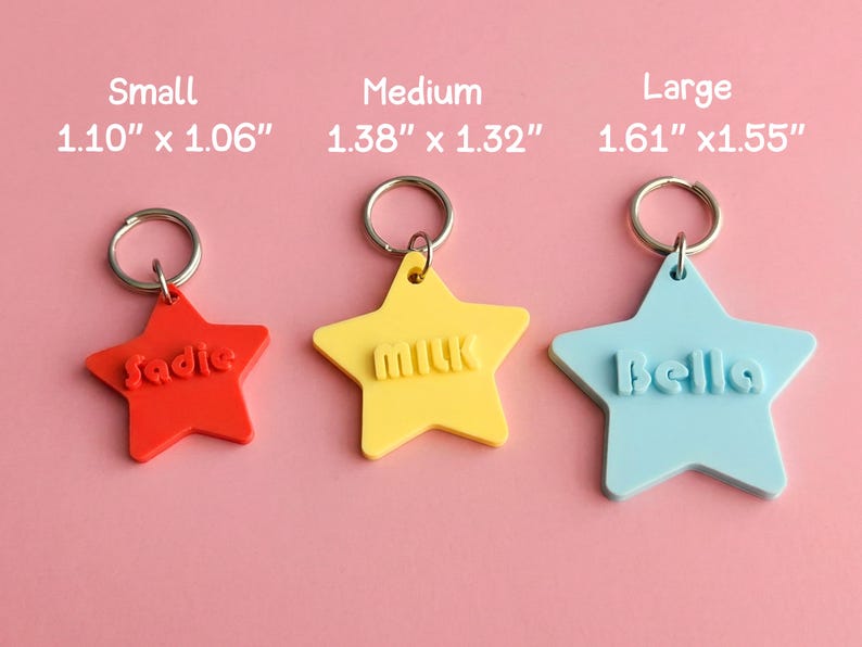 Custom Pet ID Tag Personalized 3D Printed Dog Tag Star Shape Name Tag for Cats Accessory Dogs Aesthetic Pet Gift Puppy Minimalist Tag image 3