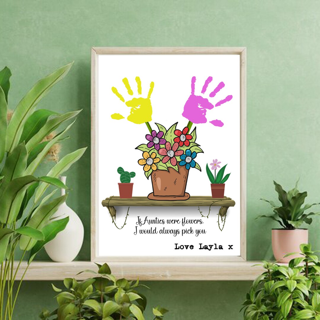 Personalized Flower Handprint Art for First Mothers Day Gift Etsy