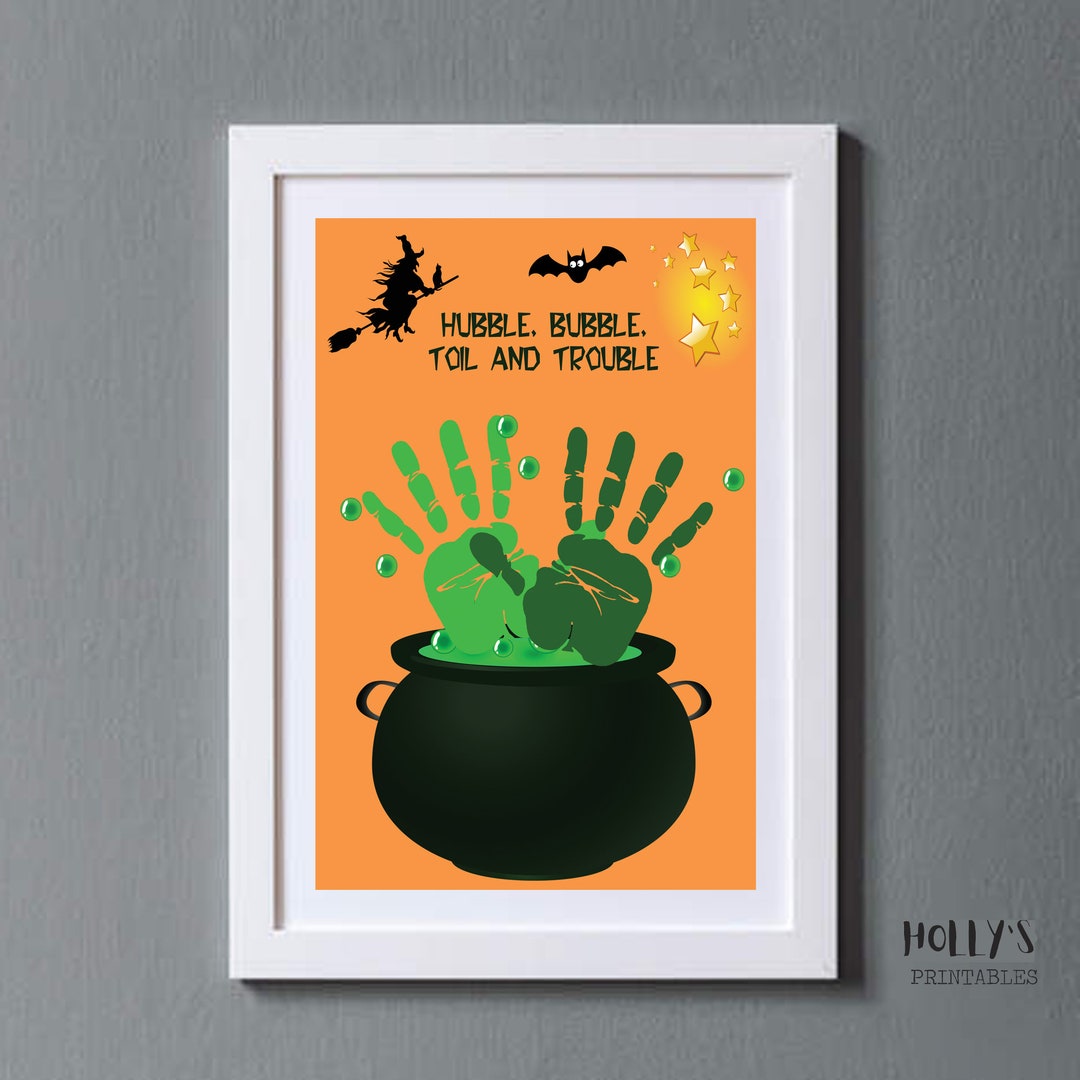 Halloween Handprint Witch Wall Art Witches Cauldron Hocus Etsy