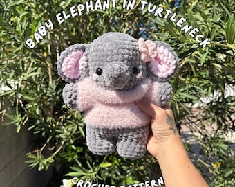 Baby Elephant in Turtleneck Crochet Pattern