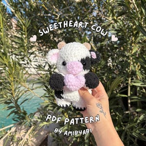 Patrón PDF de vaca con lazo de corazón