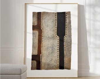 Large Black Brown Abstract Art, Modern Wall Art, Wabi-Sabi art, Tribal Japandi Art, African Aboriginal Poster, neutral tones Digital Print