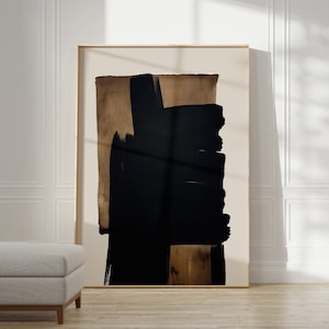 Large Wabi Sabi Art, Contemporary Brown Black Poster, Large Abstract Painting, Minimalist Modern Wall Art, Neutral Living room Wall Decor