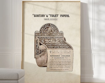 Bathroom Wall Art Vintage Toilet Paper Advertisement, Victorian British Poster, Bathroom Renovation, Guest Bath Decor, Funny Gift for Friend