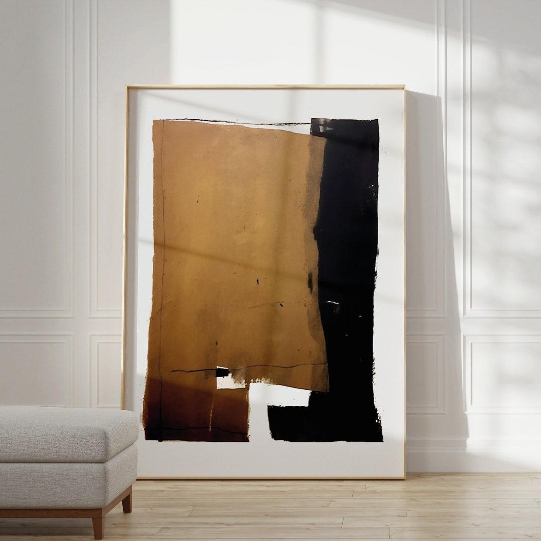 Brown Black Abstract Art, Wabi Sabi Brown Art, Large Minimalist Canvas ...