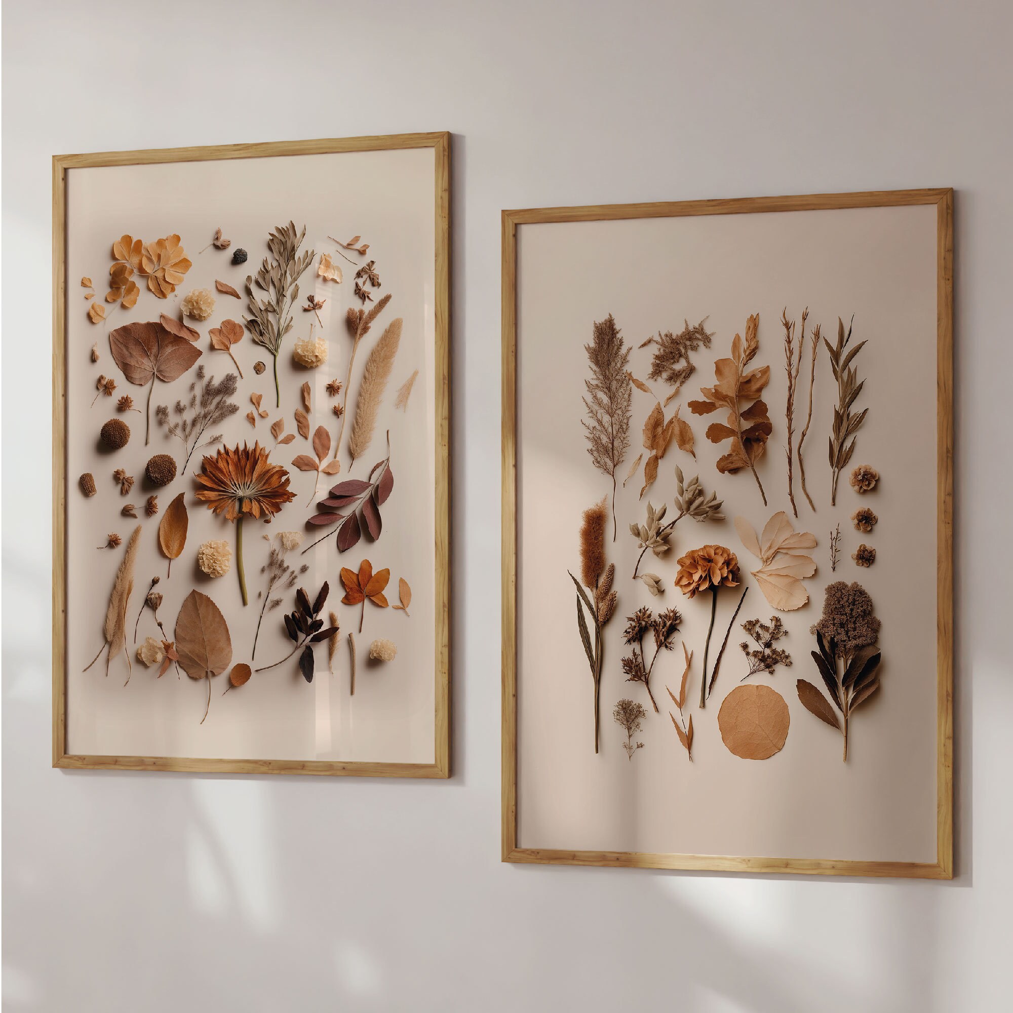 Beige Dried Flower Wall Art Botanical Herbarium Poster Set Home Decor Beige Dried Flower Wall Art Botanical Herbarium Poster Set Home Decor