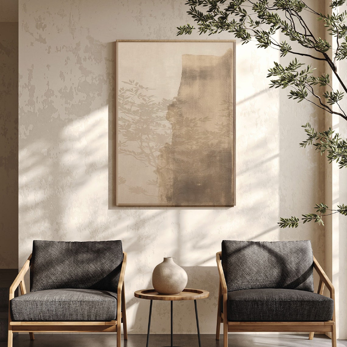 Beige Wabi Sabi Painting Art Large Textured Minimalist Modern Japandi ...
