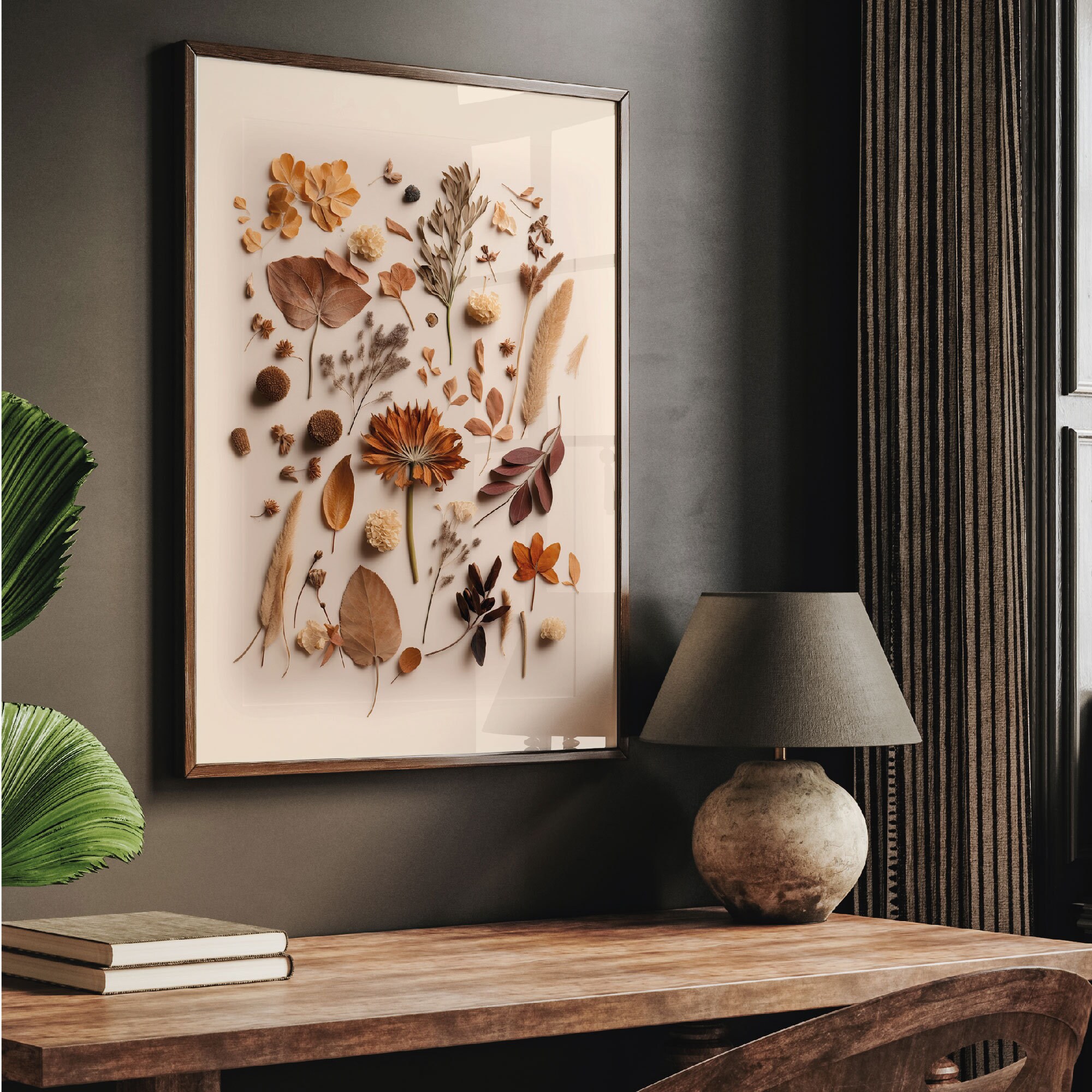 Beige Dried Flower Wall Art Botanical Herbarium Poster Set Home Decor Beige Dried Flower Wall Art Botanical Herbarium Poster Set Home Decor