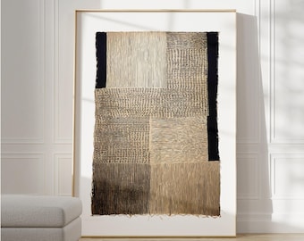 Zen Wabi Sabi Printable Art, Abstract Collage Wall Decor, Beige Japandi Art Print, Minimalist Textile Poster, Neutral Gallery Wall