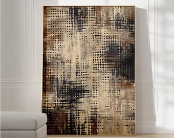 Brown Black Abstract Art Print, Modern Wall Art, Wabi-Sabi art, Tribal Japandi Art, Geometric Print neutral Large Print, Modern Art