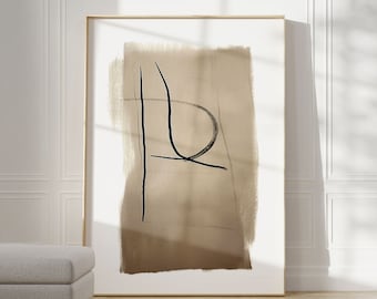 Abstrakter, neutraler Druck, Japandi Kunst, modernes beiges Dekor, digitale Wabi Sabi Kunstdruck, minimalistisches Poster, extra große Galeriewand