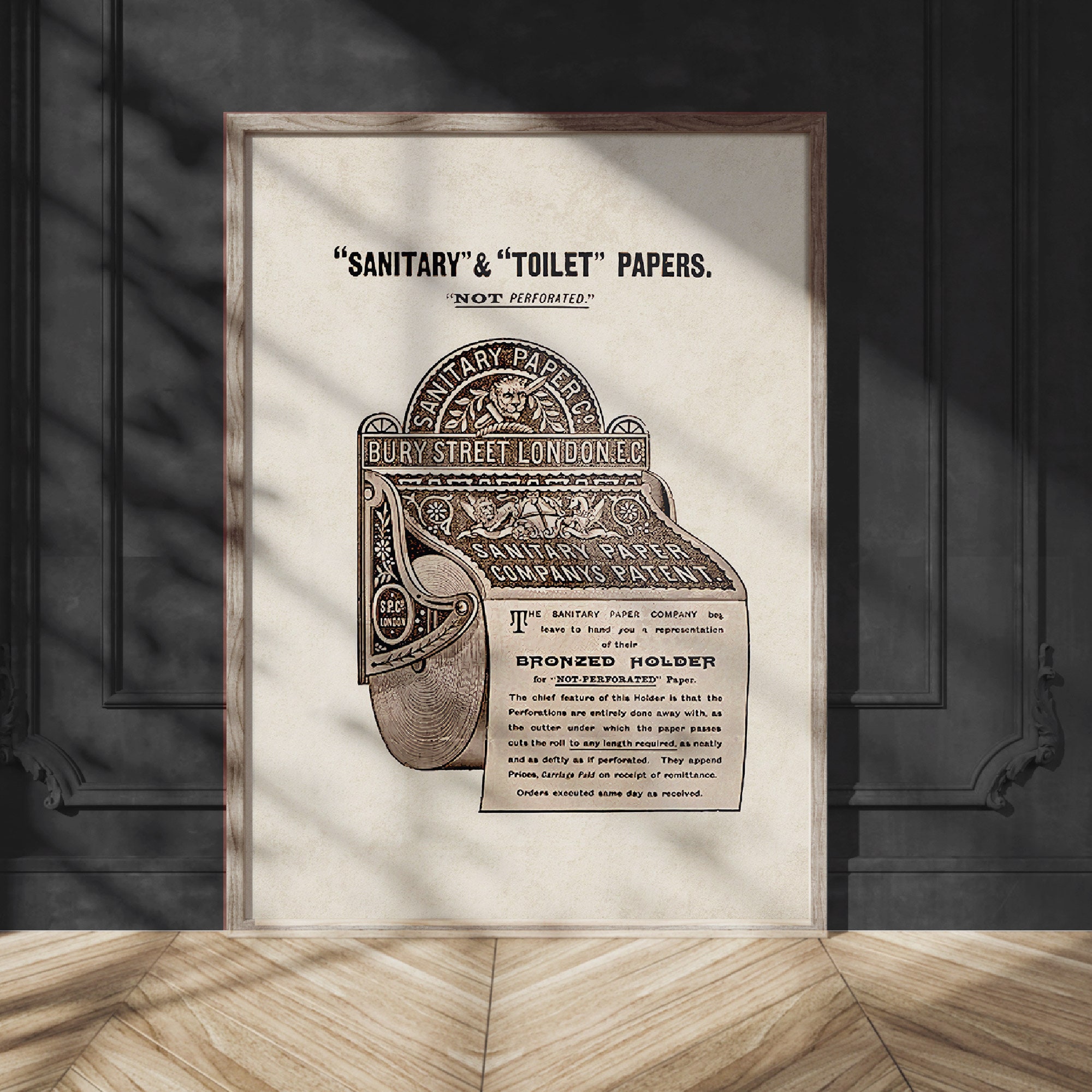 Bathroom Wall Art Vintage Toilet Paper Advertisement, Victorian British ...