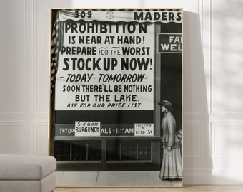 Prohibition Poster Vintage, Black and White Art, Black Printable Art, Bar Wall Decor, End of Prohibition, Printable Wall Art, Man Cave decor