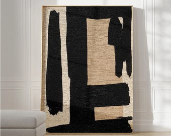 Black Brown Minimal WabiSabi Art Print Extra Large Oil Painting Neutral Abstract Textured Art Living Room Modern Boho Painting Digital Art