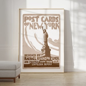 Graphic New York Art Print, Modern Neutral wall decor, Statue of Liberty Art, New York Painting, Cityscape Modern Poster, NYC Large Painting