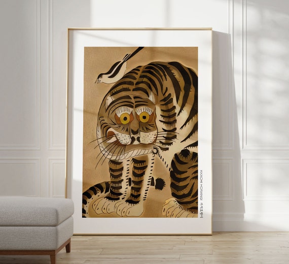 Vintage Korean Tiger Poster Rare Find, Kkachi Horangi Asian Poster