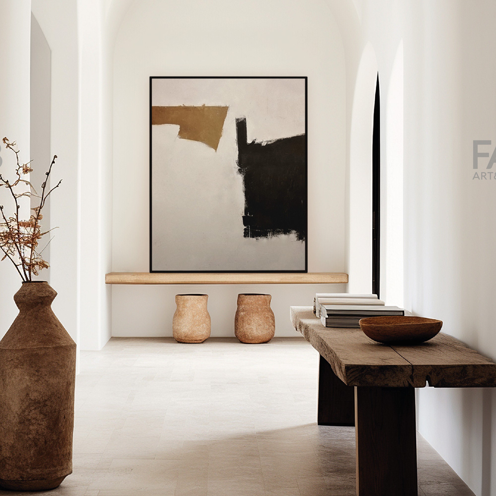Japandi Wabi Sabi Wall Art, Digital Abstract Painting, Minimalist Print ...