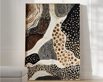 Large Brown Abstract Art Print, Tribal Wabi-Sabi (Digital Download)