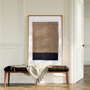 Wabi Sabi Japandi Painting Art Brown Black, Abstract Extra Large Print, Modern Minimalist Textile Art, Large Earth Tones Wall Decor