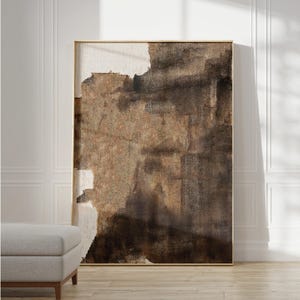 Art abstrait wabisabi marron beige, impression sur toile marron vintage, art lunatique Japandi, affiche abstraite lunatique, art minimaliste, décoration murale moderne