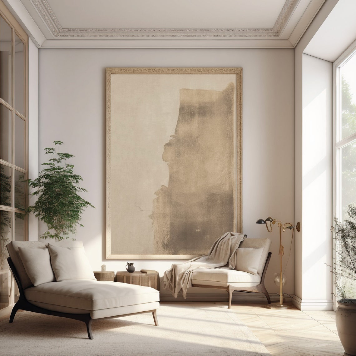 Beige Wabi Sabi Painting Art Large Textured Minimalist Modern Japandi ...