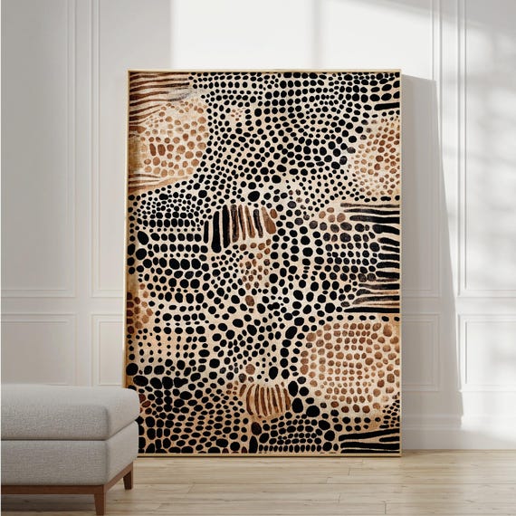 WabiSabi minimalist aboriginal painting art print beige earth tones print neutral home decor modern art aesthetic textured art large artwork