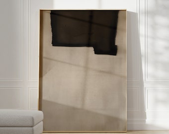 Wabisabi Beige Abstract Painting, Neutral Minimalist Textured Print, Extra Large Modern Wall Decor Digital