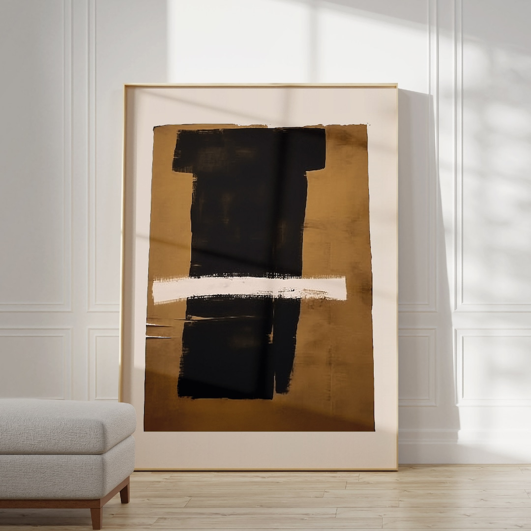 Minimalist Large Print Wabi Sabi Wall Art XL Black Brown Painting ...