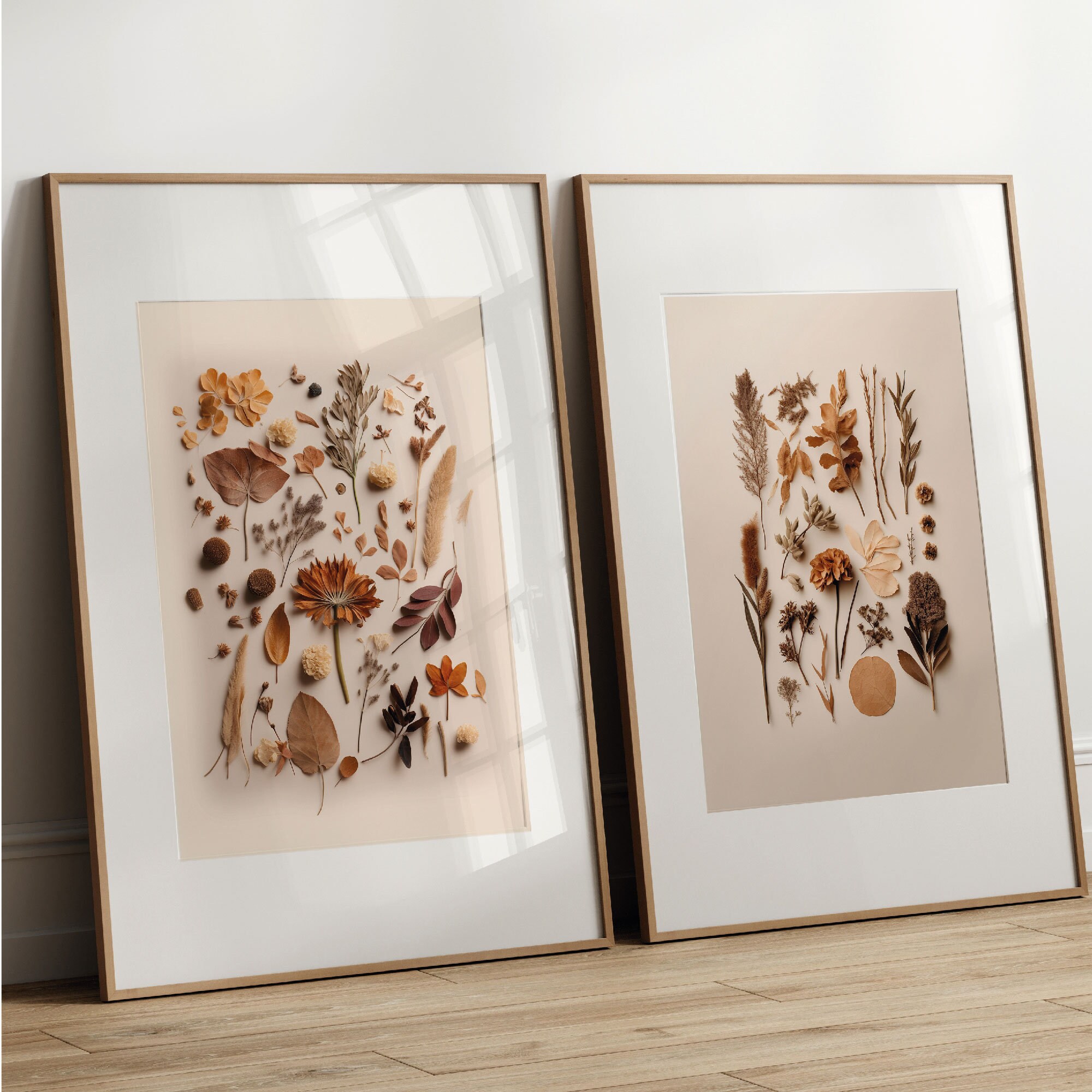 Beige Dried Flower Wall Art Botanical Herbarium Poster Set Home Decor Beige Dried Flower Wall Art Botanical Herbarium Poster Set Home Decor