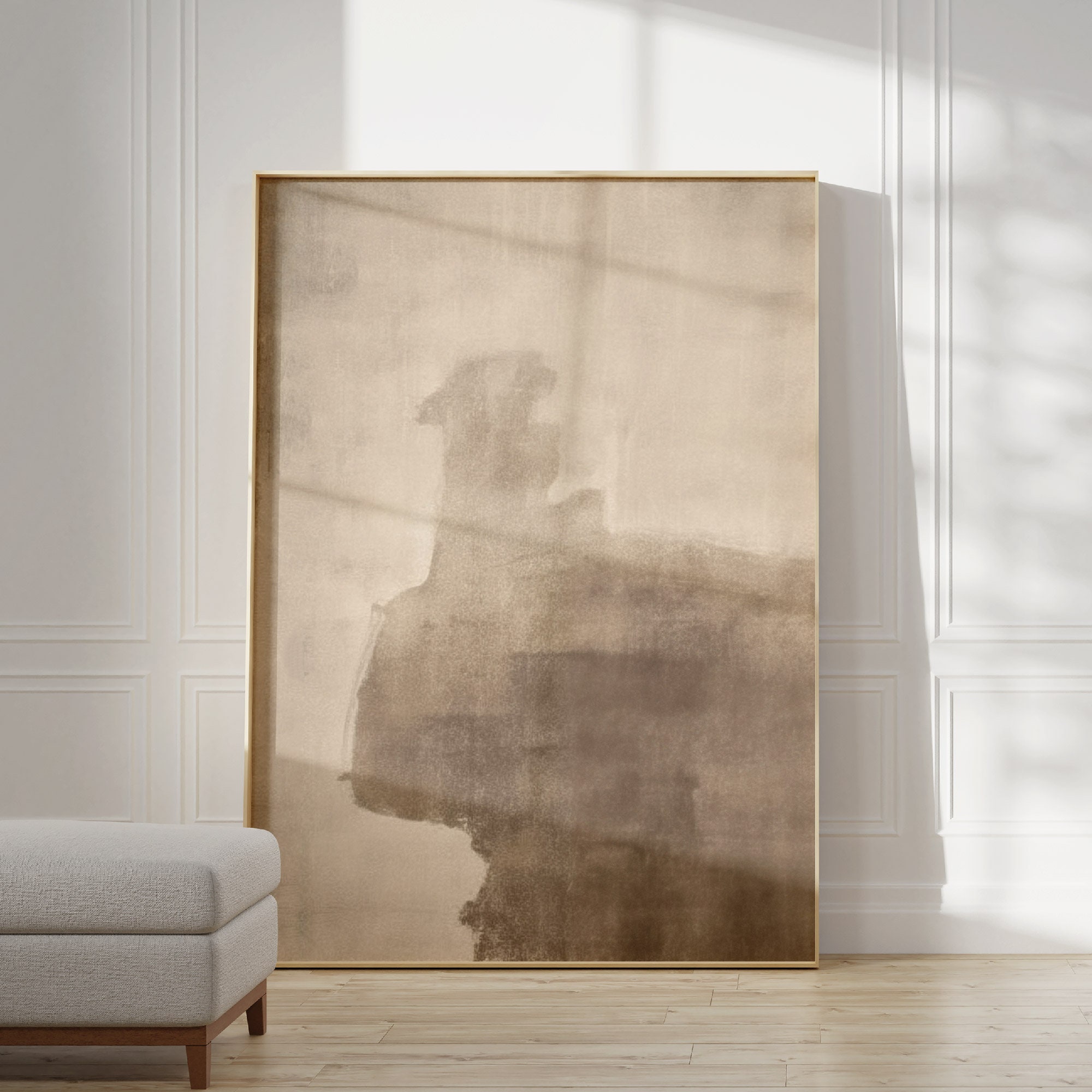 Beige Brown Wabi Sabi Wall Art Abstract Painting Minimalist Canvas Art ...